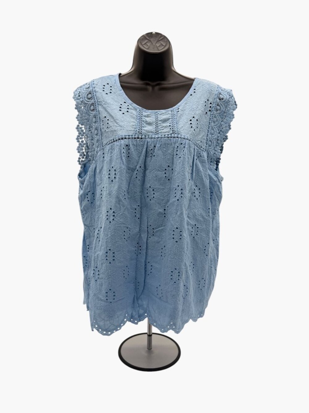 Blue XL Lace Sleeveless Blouse